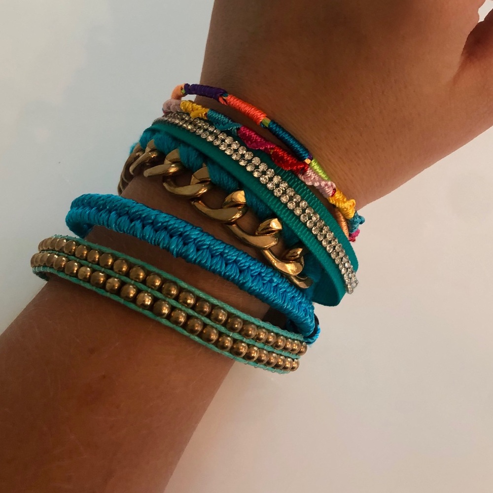 Blue and Gold Multiple Links Cuff Bracelet